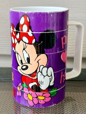 Vintage Elandia Minnie Mouse 5” Puzzle Mug with Rotating Bands (1992)